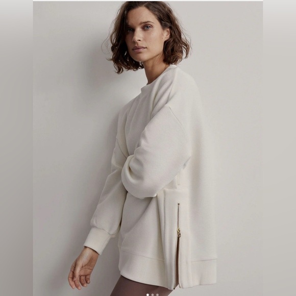 Varley Sweaters - Varley Mae Boyfriend Sweatshirt Ottoman Knit Side Zip Pullover Top small